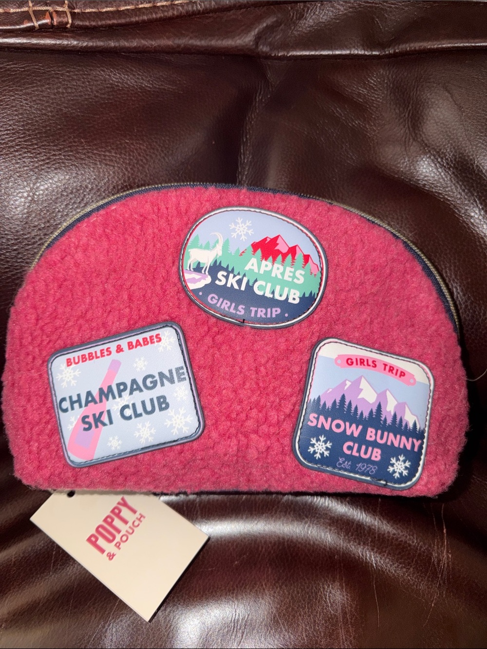 Pink Sherpa Zipper Cosmetic Bag by Poppy & Pouch, NWT